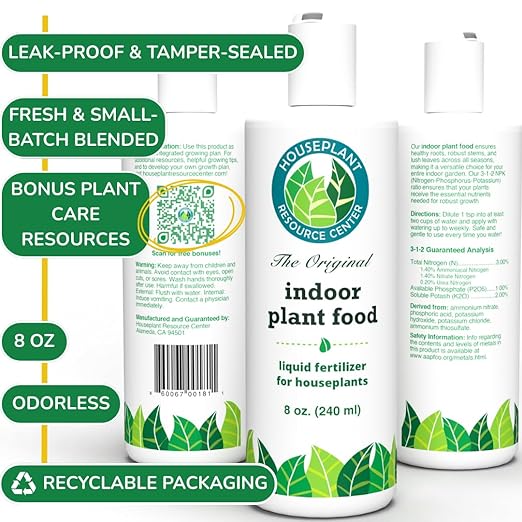 Indoor Plant Food by Houseplant Resource Center - Organic Liquid Fertilizer for Pothos Peace Lily Monstera Cactus and More - 8 oz