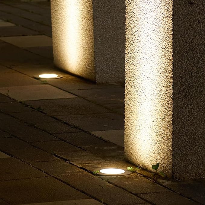 Outdoor Ground Light LED Well Lights IP66 Waterproof Garden Round Underground Spotlights AC85-110V for Garden Yard Tree Pathway Landscape Light