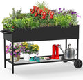 51 × 26 × 31.5 Inches Raised Garden Bed with Legs/Storage Shelf Mobile Planter Box for Outdoor Plants Elevated Garden Bed for Backyard Balcony Black