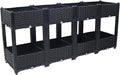 Planter Raised Garden Bed Plastic Elevated Planter Garden Box with Drainage Plug Outdoor Standing Planter Beds Gardening Kit 63 L X 15.7 D X x27.7 H (Black Style 2-4)