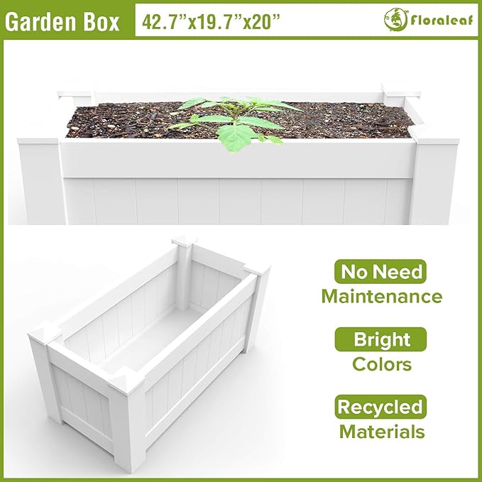 31 X 20 X 20 Raised Garden Box Above Ground Planter for Growing Vegetables Flowers Herbs DIY Gardening Whelping Pen White Vinyl Garden Bed 1 Pack
