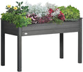 Raised Garden Bed with Legs 48 x 22 x 30 Elevated Wooden Planter Box Self Draining with Bed Liner for Vegetables Herbs and Flowers Backyard Patio Balcony Use Dark Gray