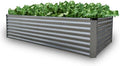 GrowHaus 8x4x2FT Galvanized Raised Garden Bed Planter Boxes Outdoor Large Metal Garden Beds for Planting Vegetables Flowers Herbs Rectangle Silver