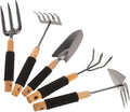 DECHOUS 5pcs Ergonomic Gardening Tool Set with Storage Rack Practical Outdoor Garden Shovels and Rake for Planting Digging and Soil Loosening