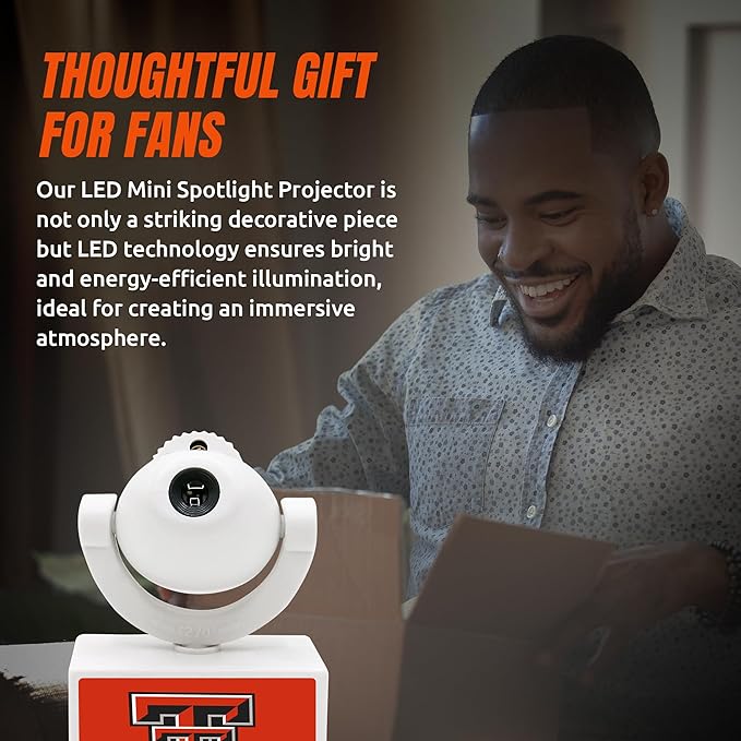 Sporticulture NCAA American Football Raiders - Adjustable Led Mini Spotlight Projector with 6 Team Logo Designs - Portable &amp Rechargeable Spotlight - Battery-Operated - 4.375” x 3.125”
