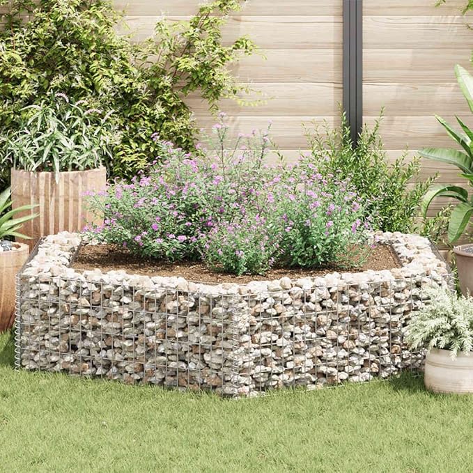 Hexagonal Gabion Raised Bed Outdoor Metal Raised Garden Bed Galvanised Steel Gabion Planter 78.7x68.1x15.7-951