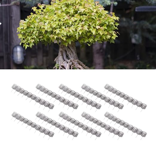 100Pcs Fertilizer Basket Fertilizer Mesh Baskets Automatic Planting Fertilizers Baskets Bonsai Fertilizer Box Column Shape Stainless Steel Fertilizer Baskets for Garden (L)
