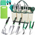 10 Piece Heavy-Duty Gardening Tools Set with Soil Moisture Meter - Rust-Proof Aluminum Gardening Hand Tools with Ergonomic Non-Slip Rubber Grips - Gardening Supplies Ideal Gift for Men &amp Women