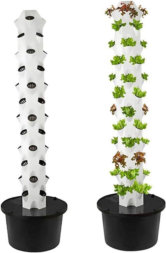 Hydroponics Growing 32/48 Pods Vertical Hydroponics Tower Aeroponics Growing Kit Smart Garden Planter Germination Kit with Hydrating PUM