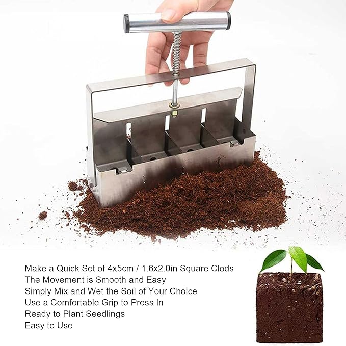 Soil Blocking Tool Soil Blocker Set with Comfortable Handle Garden Tool Block Maker for Seedings Cuttings