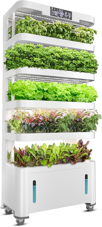 Woolooloo Large Hydroponics Growing System Kit 5-Tier Indoor Herb Garden with Smart Climate Control Auto Misting Full Spectrum Grow Light Vertical Hydroponic System for Home or Commercial