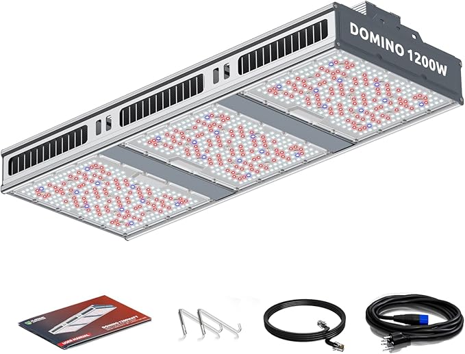 Domino 1200W LED Grow Light Daisy Chain &amp Dimmable for Indoor Plants Sunlike Full Spectrum Commercial Hydroponic Growing Lamp 4x6FT Coverage Replace HPS 1000W