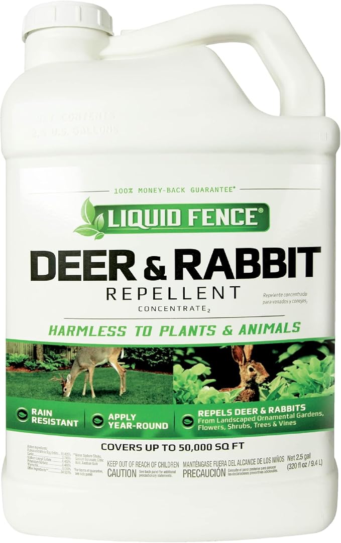 Liquid Fence Deer And Rabbit Repellent Concentrate 2.5 Gallons Apply Year-Round