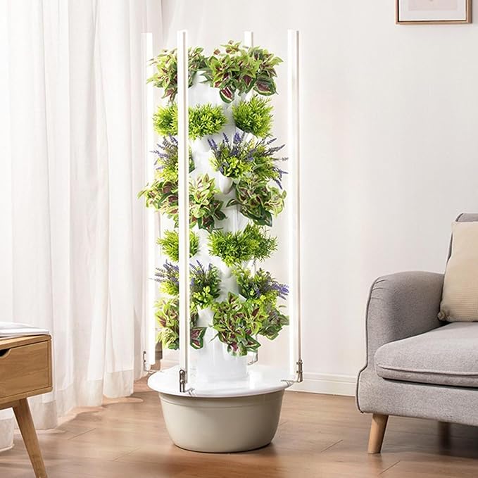 Hydroponics Growing System Tower with LED Light Vertical Indoor Planter for Herbs Fruits Vegetables(9Layer)