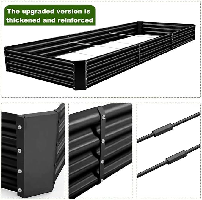 Land Guard 12×4×1ft Galvanized Raised Garden Bed Kit for Vegetables 2 Pack Galvanized Super Large Metal Planter Raised Garden Boxes Outdoor (Gray)