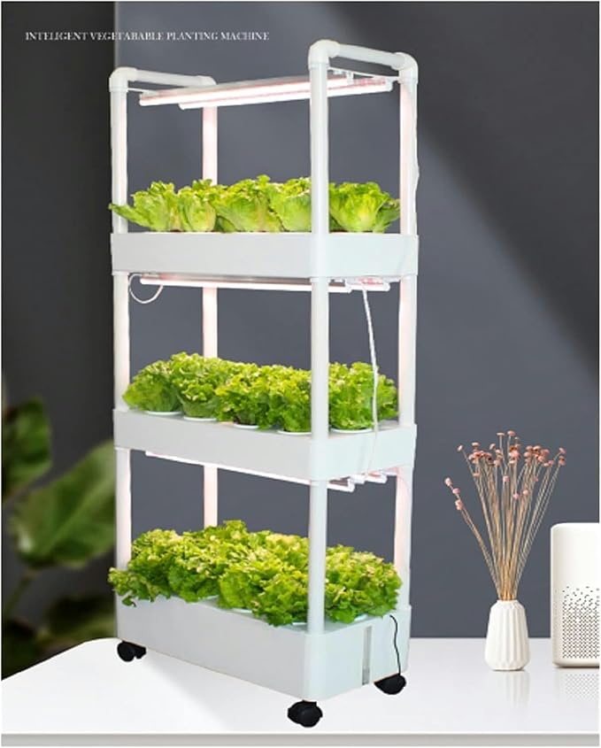 Hydroponics Growing System Indoor Home Used Hydroponic Tower Growing System Grow Planter Box 3Layers Aeroponic System Indoor Vertical Garden Tower with Led Light Hydroponic Tower (Color : Bi