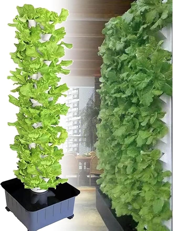Hydroponic Tower hydroponic plantin Agricultural Greenhouse hydroponic Planting Vertical hydroponic Tower (45 Holes) ()