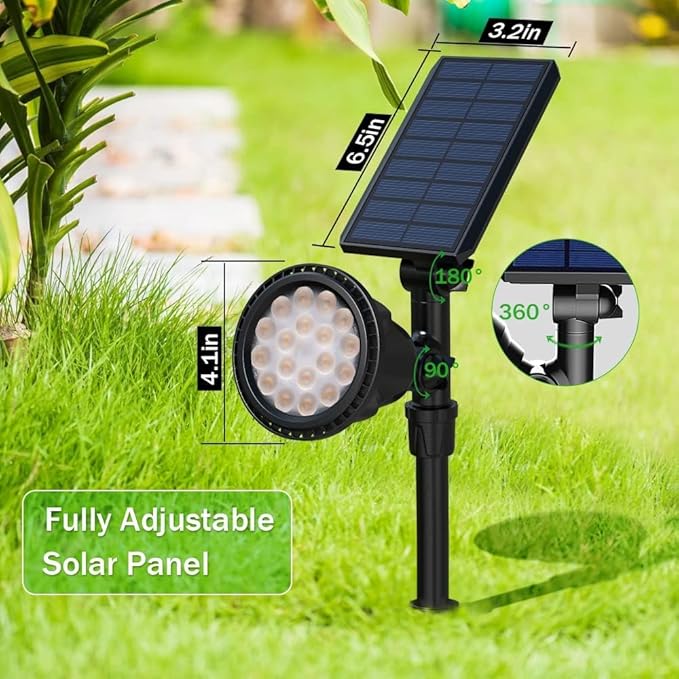 Solar Spot Lights Outdoor Waterproof Solar Landscape Spotlights 18 LED 2-in-1 Uplights Adjustable Flag Pole Lights Solar Powered 3000k Warm White for Garden Yard Driveway Pathway