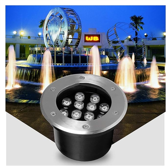 Underground Light LED - 12/24V Garden Courtyard Light Embedded Underwater Spotlight Stainless Steel IP68 Waterproof Landscape Lighting Underwater Pond Spotlight (Cold White 12W)