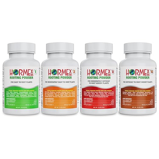 Hormex Rooting Powder Combo #1 3 8 16 (0.10-1.6 IBA) for Delicate &amp Common Houseplants to Hardwood - Root Powder Root Stimulator for Plants Rooting Hormone for Cuttings Cloning &amp Propag