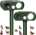 Upgraded Solar Ultrasonic Animal Repellent Outdoor Deer Repellent Devices Squirrel Cat Raccoon Rabbit Dog Deterrent Keep Skunk Away Motion Detection with Flash Light for Yard Garden Lawn 2PACKGreen