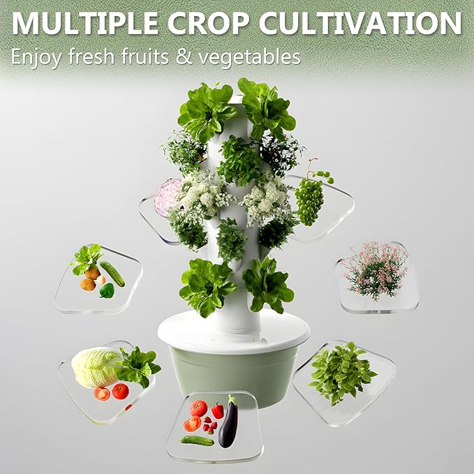 Vertical Garden Tower with LED Grow Lights Smart Hydroponic Growing System Indoor Hydroponic Garden Herb Grow Kit for Short TomatoPepper36pods