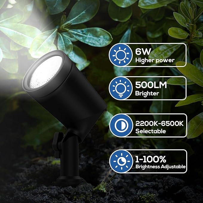ZYAN Outdoor Landscape Spotlights Waterproof IP65 Powered Supply Yard Garden Spot Lights for Outside Plant Tree 6W 600 Lumen per Light Landscape Lighting for Path Patio Walkway-4 Pack