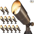 Gardencoin Solid Brass Outdoor Landscape Spotlights 12V LED Low Voltage Landscape Lights for Garden and Yard Bronze Heavy Duty Up Lighting Fixture Without Bulb 12 Pack