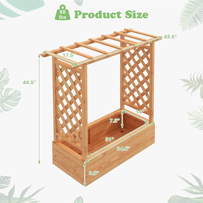 Raised Garden Bed with Trellis Vertical Garden Planter w/Drainage Holes for Climbing Vines Roses Tomatoes Tiered Flower Stand for Small Balcony Porch Backyard (1)