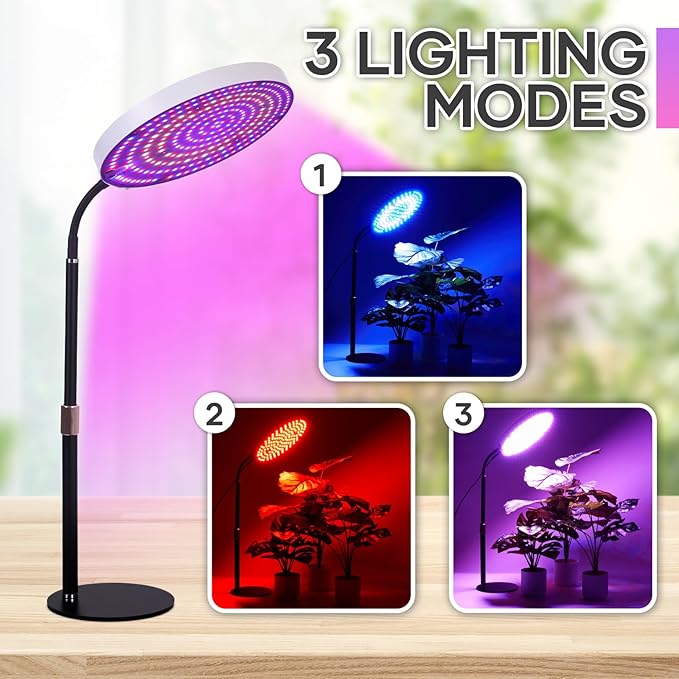 Desk Grow Light 288 LEDs Red Blue White Full Spectrum Plant Light for Indoor Plants3490 Lumen Indoor Grow Lamp3 Modes for Plants Greenhouse Veg Bloom Light