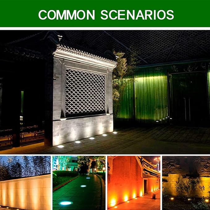 In-Ground Garden Light - Recessed Outdoor LED Spotlight Outdoor LED Floodlight IP67 Waterproof Recessed Ground LED Spotlights for Garden Construction Site Lighting(Green18W(85-265v))