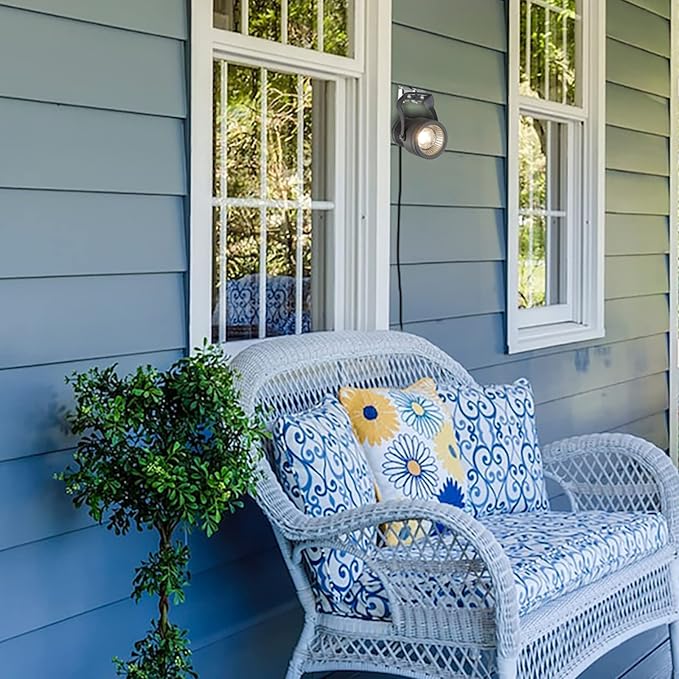 Kiven LED Indoor/Outdoor Waterproof Spotlight with 9.84 FT Plug-in Cord 10Watts Plug in Accent Light with Vinly Siding Hooks for Plants Porch GardenVinly Siding(Cool White)