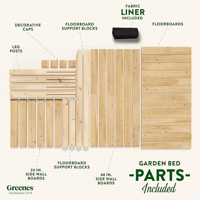 Greenes Fence Premium Cedar Elevated Garden Bed 24 W x 48 L x 31 H (3/4 Thick) - Made in USA with North American Cedar
