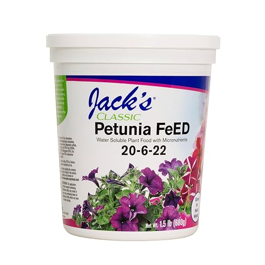 Jack's Classic 20-6-22 Petunia Feed Water-Soluble Fertilizer with Micronutrients 1.5lbs - Provides Lush Green Annuals