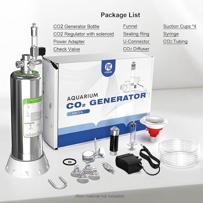 FZONE 5L Upgraded Aquarium CO₂ System with Complete Accessories CO₂ Generator kit with Integrated Solenoid &amp Bubble Counter Safety Valve Main Switch for Planted Tanks