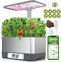 hydroponics Growing System 8 Holes Indoor herb Garden with app Control Vegetables Fruits Flowers Mode LED Customized Spectrum 30cm Height Adjustable Touch Screen Indoor Garden Gray
