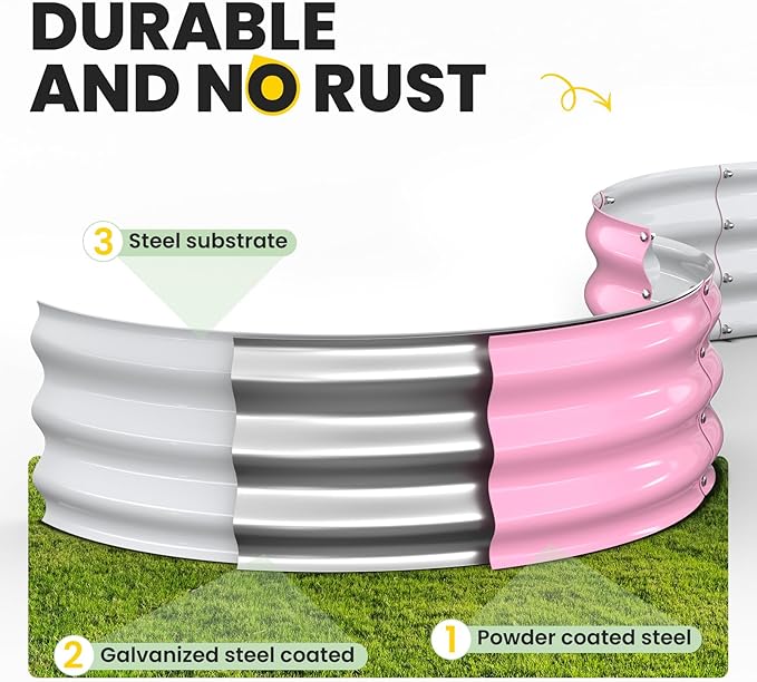 Galvanized Raised Garden Bed 4×4×1 FT Round Metal Raised Garden Bed Outdoor Planter Box with Open Bottom Rust-Resistant Steel Garden Bed for Vegetables Herbs Flowers Easy Assembly