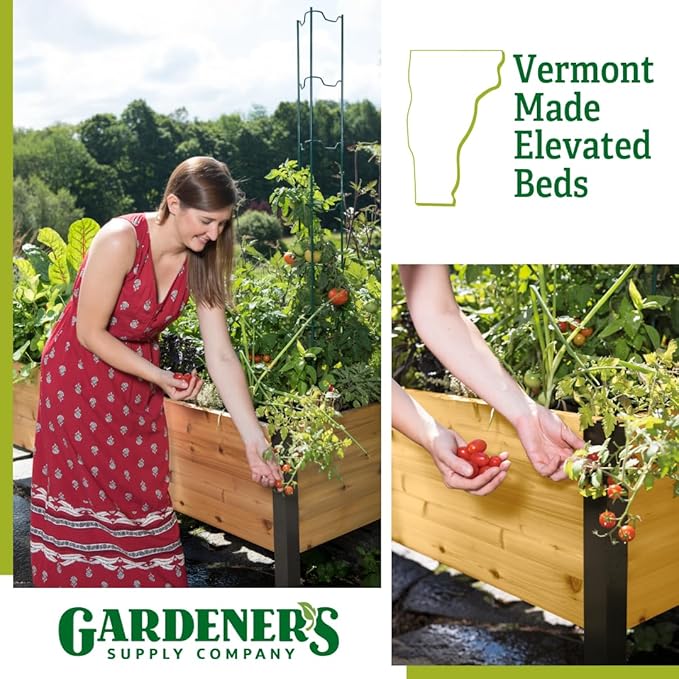 Gardener's Supply Company Elevated Cedar Raised Garden Bed | 2' x 8' Heavy Duty Standing Planter Box with Aluminum Corners for Outdoor Plants Vegetables Flowers | Perfect for Patio &amp Backyard