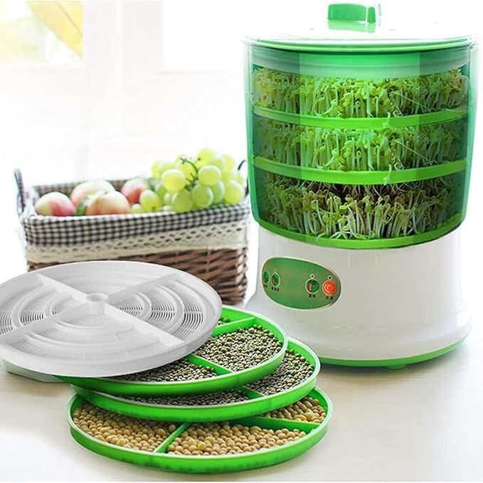 Automatic Germination Machine 3-Layer Automatic Watering Seed Germination Machine for Sprout Seeds Home Kitchen Bean Sprouts Incubator