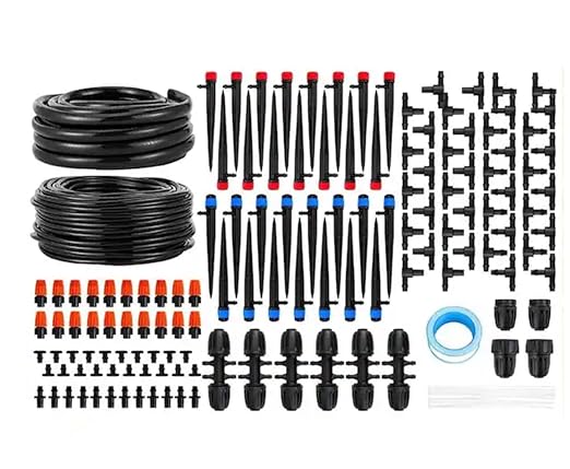 Automatic Drip Irrigation Plant Watering System Kit 240 ft. with 1/2 in. Hose 1/4 in. Distribution Tubing &amp Accessories