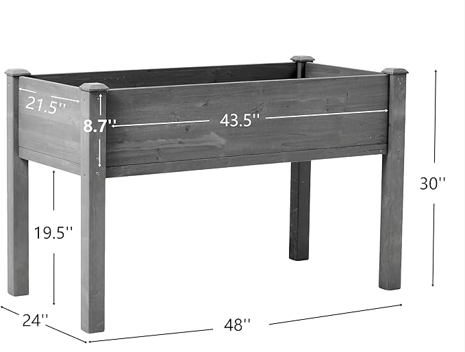 48x24x30 inch Raised Garden Bed with Legs Elevated Wooden Planter Box for Outdoor Plants Flowers Fruits Vegetable Herb Growing