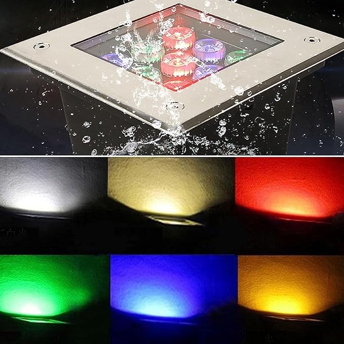 Outdoor LED Landscape Lamp Recessed Buried Lights IP67 Waterproof Square Garden LED Spotlight 12V Low Pressure Stainless Steel LED Well Light For Lawn Deck Driveway Villa Illuminate(Yellow3 W)