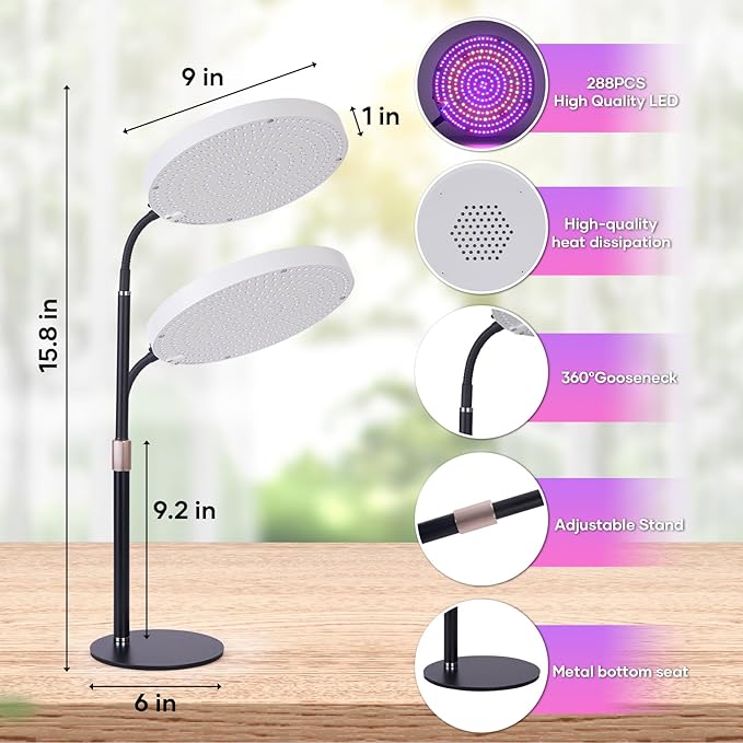 Desk Grow Light 288 LEDs Red Blue White Full Spectrum Plant Light for Indoor Plants3490 Lumen Indoor Grow Lamp3 Modes for Plants Greenhouse Veg Bloom Light