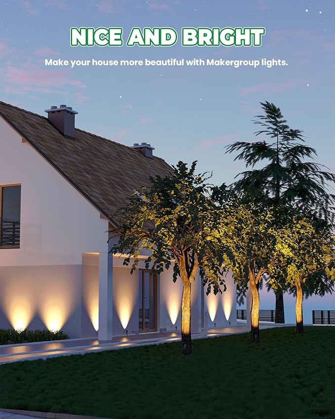Low Voltage Brass Landscape Light Solid Outdoor Spotlight with Replaceable MR16 LED Bulb 5W 2700K Warm White 12V 24V Landscape Lighting Waterproof Design for Garden Yard