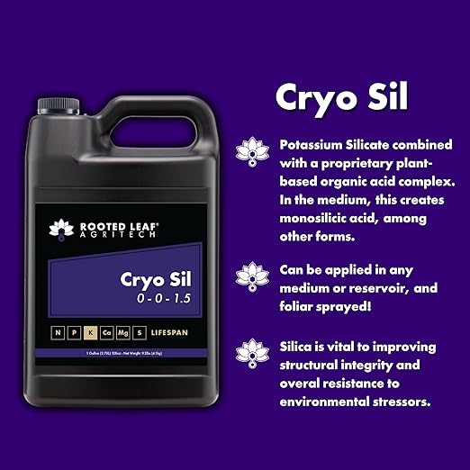 Cryo SIL - Silica Fertilizer for Plants Nutrients Derived from Natural Sand with Plant Based Organic Acid Nutrient with Potassium Foliar Spray for Hydroponic Vegetables - Quart