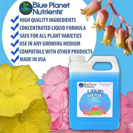 Bloom Booster Fertilizer Liquid PK Enhancer - Blue Planet Nutrients Liquid Blue for Bigger Flowers &amp Yields - Gallon