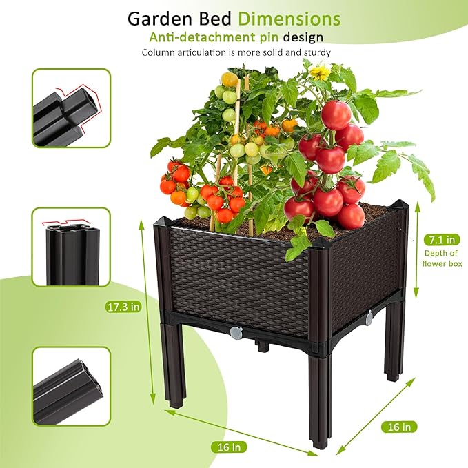 Raised Garden Bed Planters for Outdoor Plants with Legs Elevated Rectangular Planter Boxes Garden Patio Balcony Deck for Planting Flowers Vegetables Tomatoes and Herbs