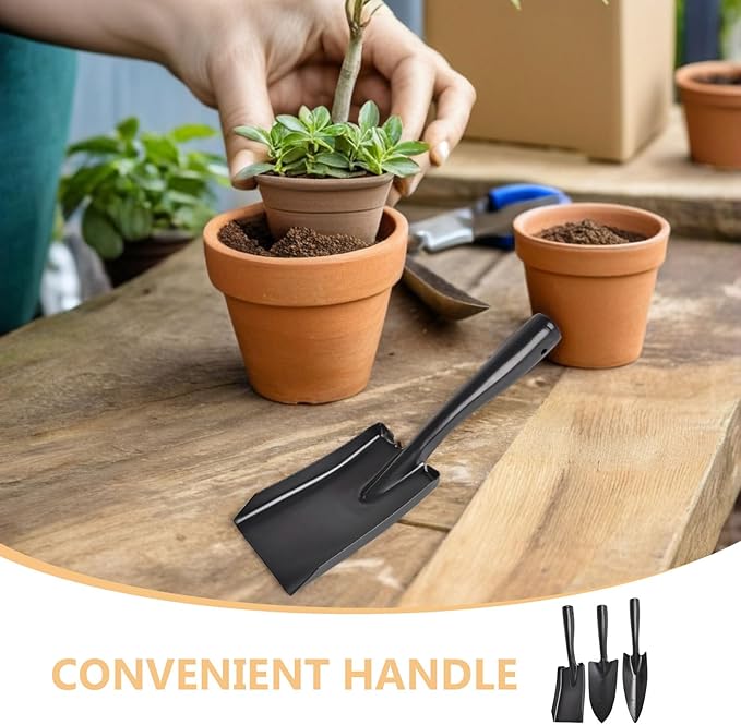 3pcs Small Gardening Trowel: Metal Hand Tool Set Manganese Steel Spatula with Measuring Scale and Hanging Hole for Flower Pot