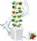 Vertical Hydroponic Tower Garden Growing System - Indoor Planter Kit with 30 Pods Aeroponic-Style Tower for Herbs Vegetables Lettuce &amp Strawberries Home Countertop Grow System White