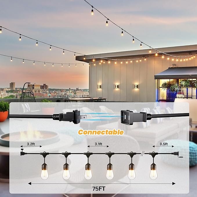 Svater 8 Pack Landscape Lighting + 75 FT Outdoor String Lights 2W